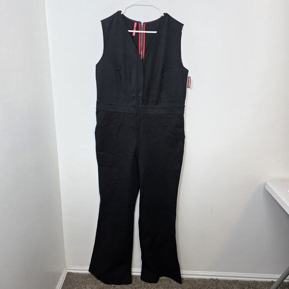 Spanx Black The Perfect Sleeveless Stretchy Fitted Minimalist Jumpsuit Size XL - Picture 2 of 8